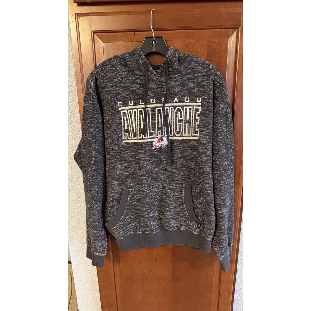 Colorado Avalanche Large CI Sport Hoodie Sweatshirt Embroidered Heathered Gray